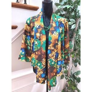 Ese Women's Multicolor Polyester Long Sleeve Open Front Casual Jacket Size Small